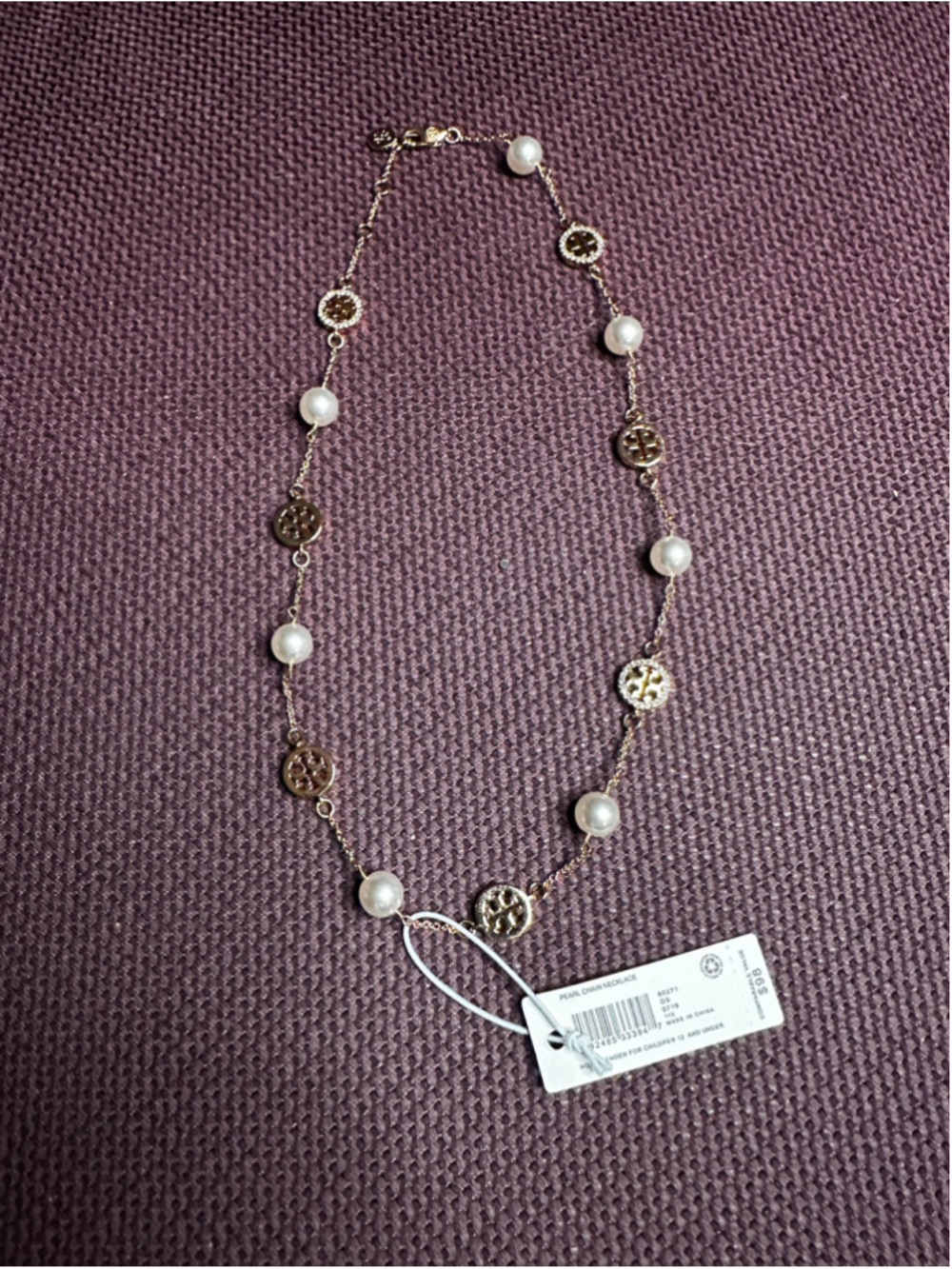 Tory Burch Gold & Pearl Chain Necklace